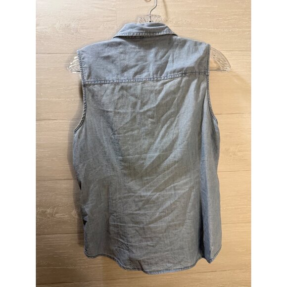 J.Crew Womens Chambray Sleeveless Button-Down Shirt‎ Medium - Picture 7 of 8